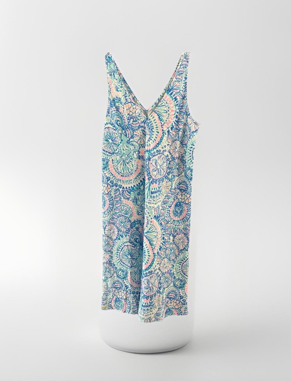 Lilly Pulitzer Florin Linen Dress Blue Grotto Commotion In The Ocean Medium